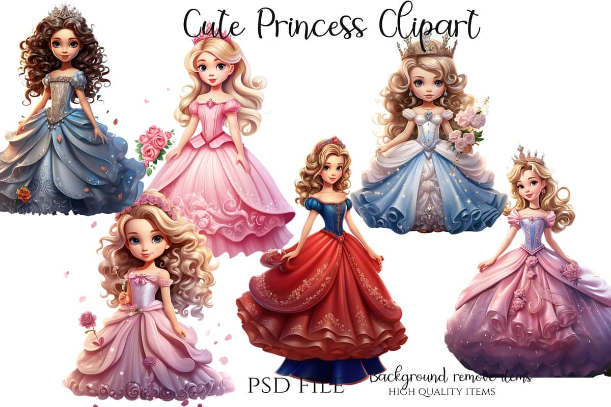 Yoqimli malika kliparti | Cute princess clipart 1