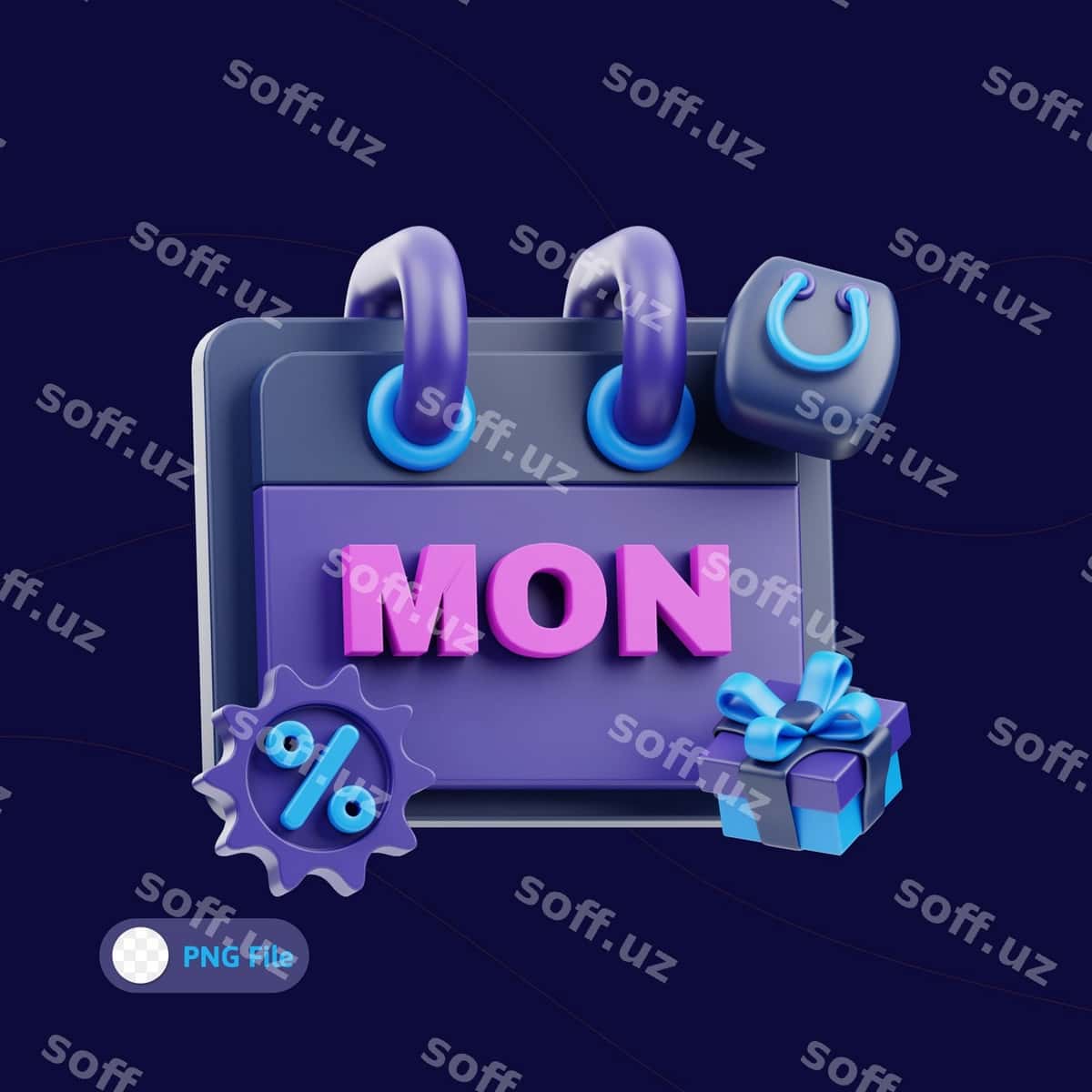 Cyber Monday kalendar 3D illustratsiyasi | Cyber monday calendar 3d illustration 1