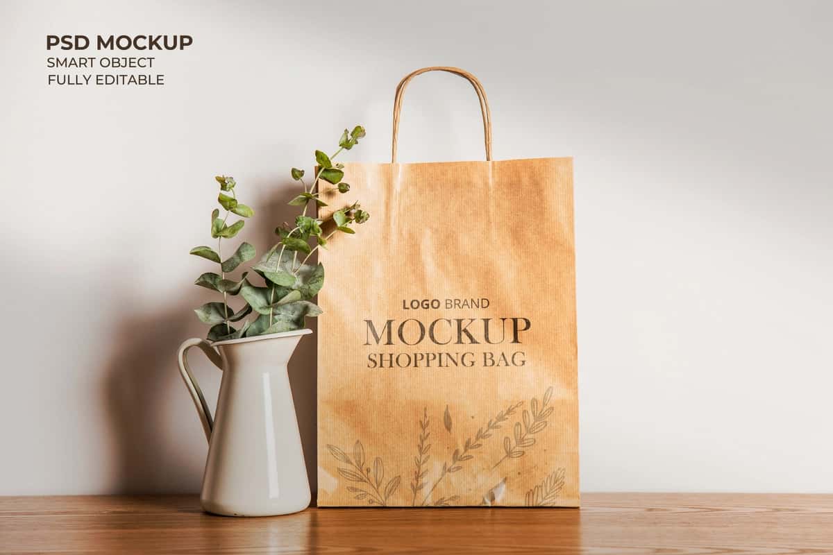 Chiroyli qog'oz sumka maketi | Beautiful paper tote bag mockup 1