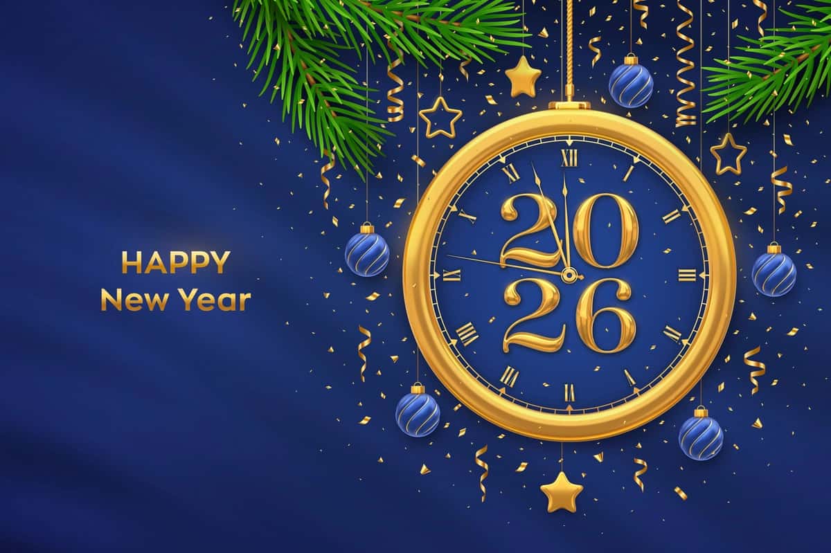 Yangi yilingiz bilan 2026 oltin yangi yil ortga hisoblash soati raqamlar bilan | Happy new year 2026 golden new year countdown clock with numbers 1