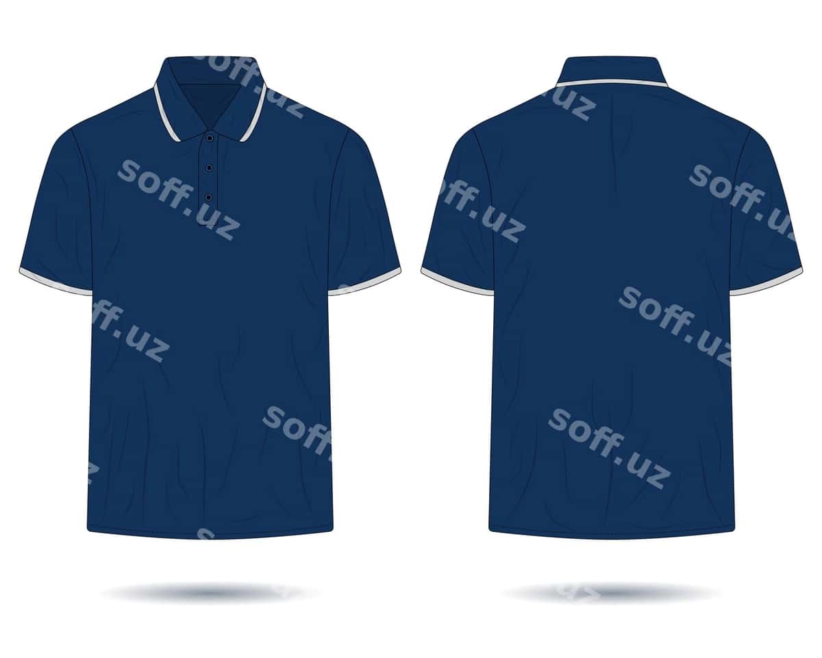 Qora ko'k polo rubagi shabloni | Dark blue polo shirt template 1