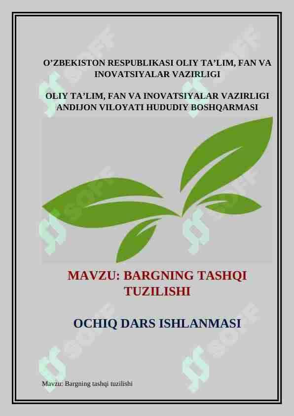 BARGNING TASHQI TUZILISHI