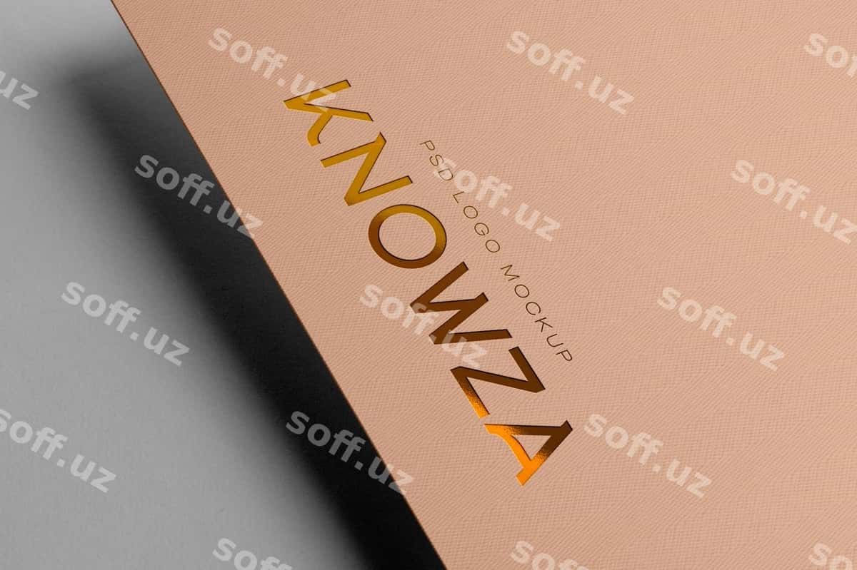 Bosilgan logotip namunasi kraft qog'oz | Debossed logo mockup kraft paper 1