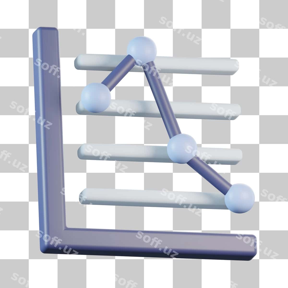 3d ikon deklinsiyasi chiziqli diagrammasi | Declining line chart 3d icon 1