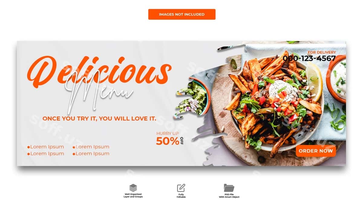 Mazali ovqat baneri ijtimoiy tarmoqlar dizayni | Delicious food banner socail media design 1