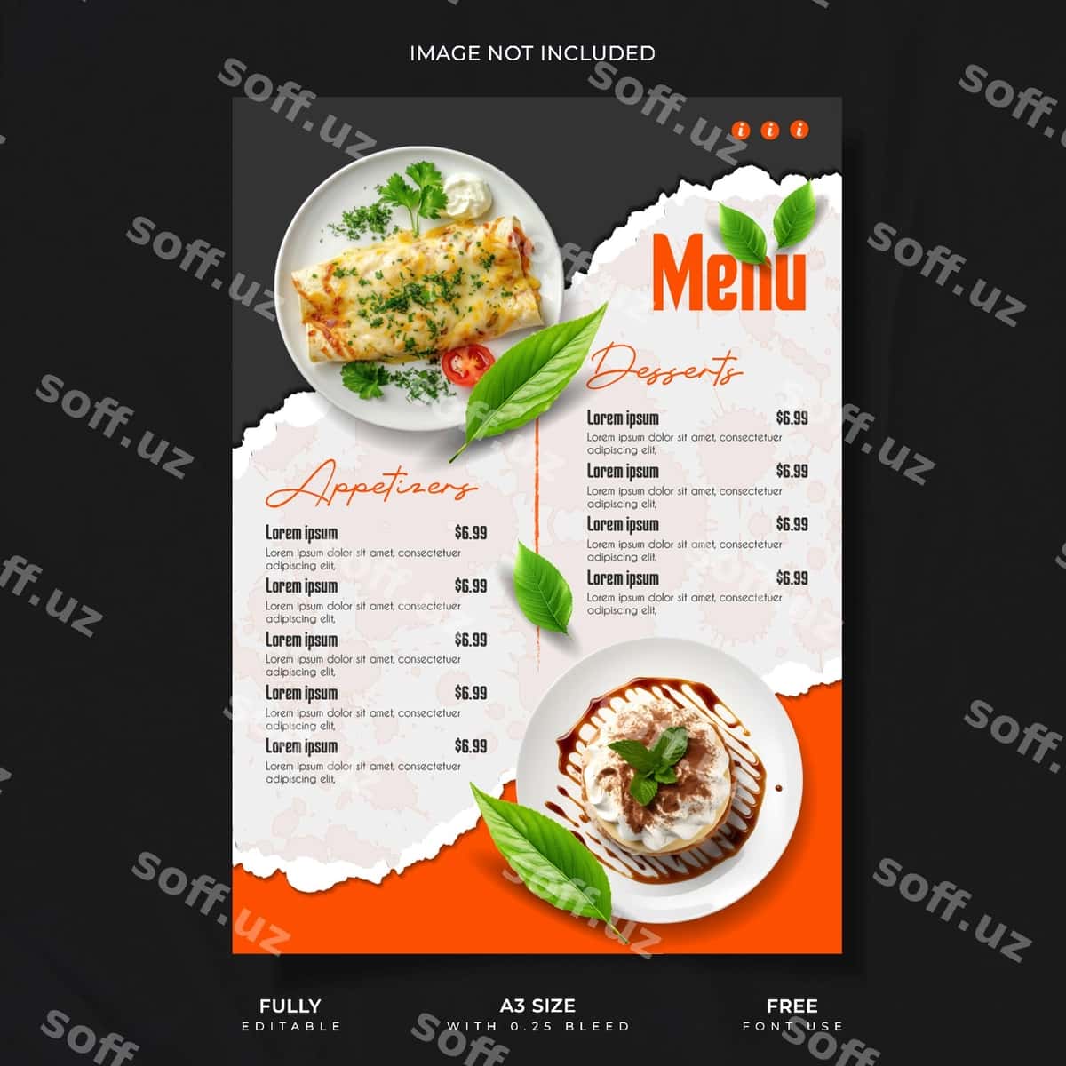 Mazali ovqatlar menyusi шаблони | Delicious food menu template 1