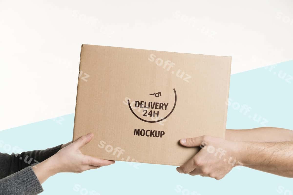 Yetkazib beruvchi mijozga quti uzatmoqda | Delivery man handing box client 1
