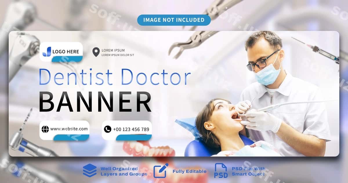 Tish ommonati baner shablon dizayni | Dentist banner template design 1