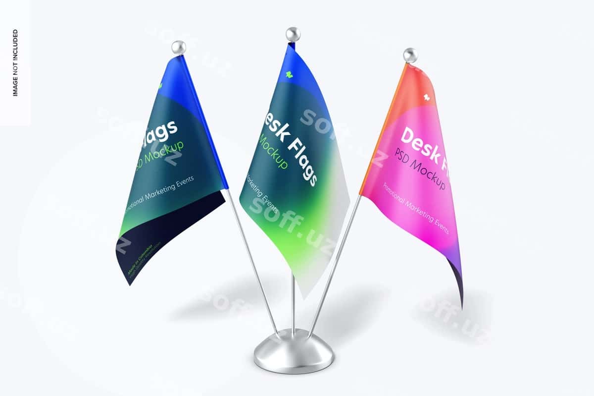 Mavzu bayrogʻi mockup | Desk flags mockup 1