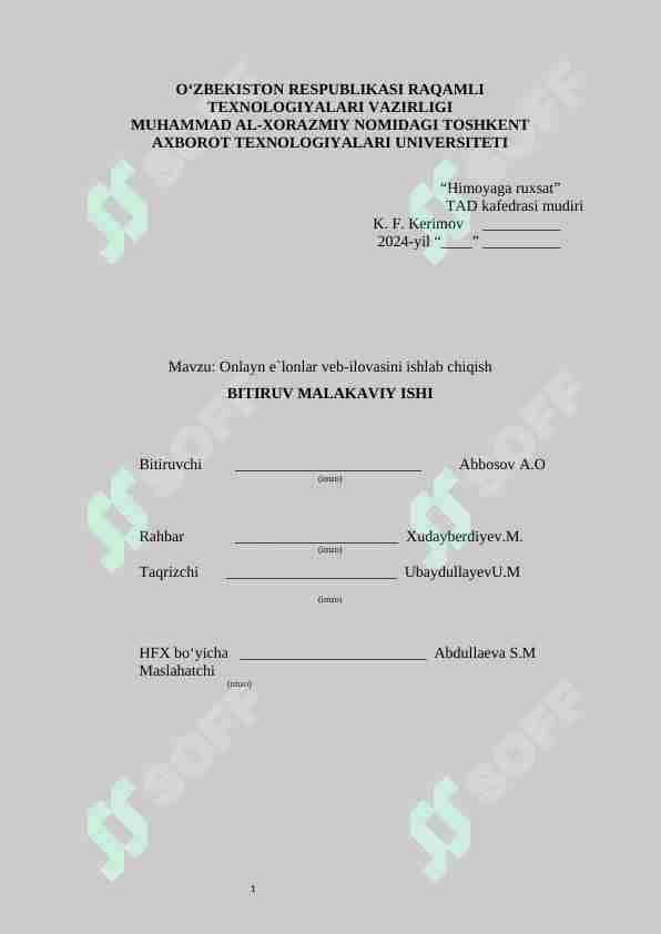 online e'lonlar web ilovasini ishlab chiqish