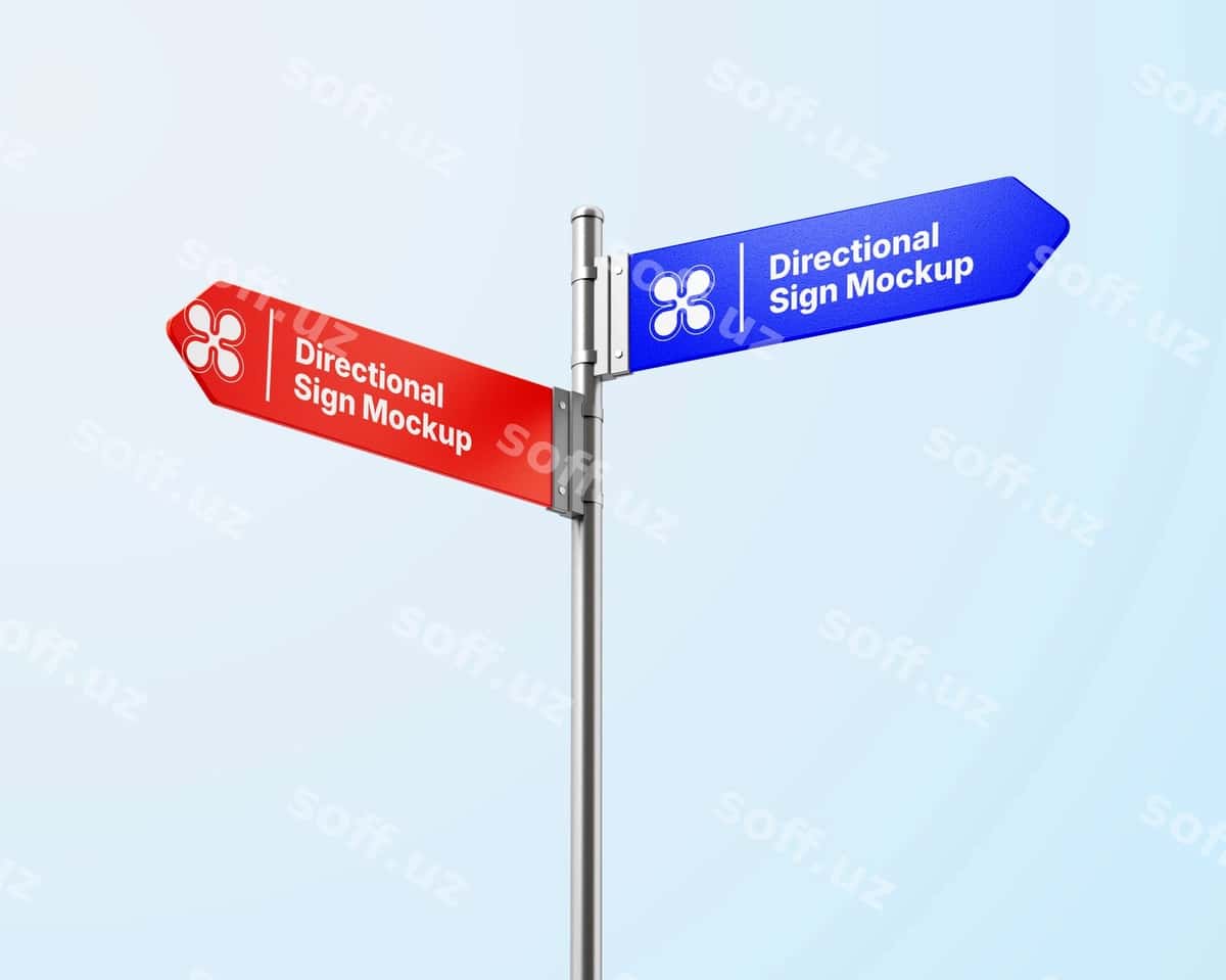 Yo'nalish belgisi maket ustuni | Directional sign mockup pole 1