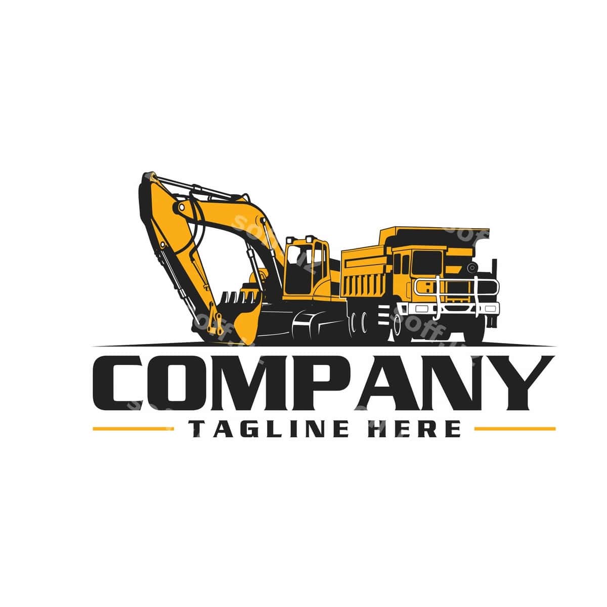 Dump truck ekskavator logotipi | Dump truck excavator logo 1