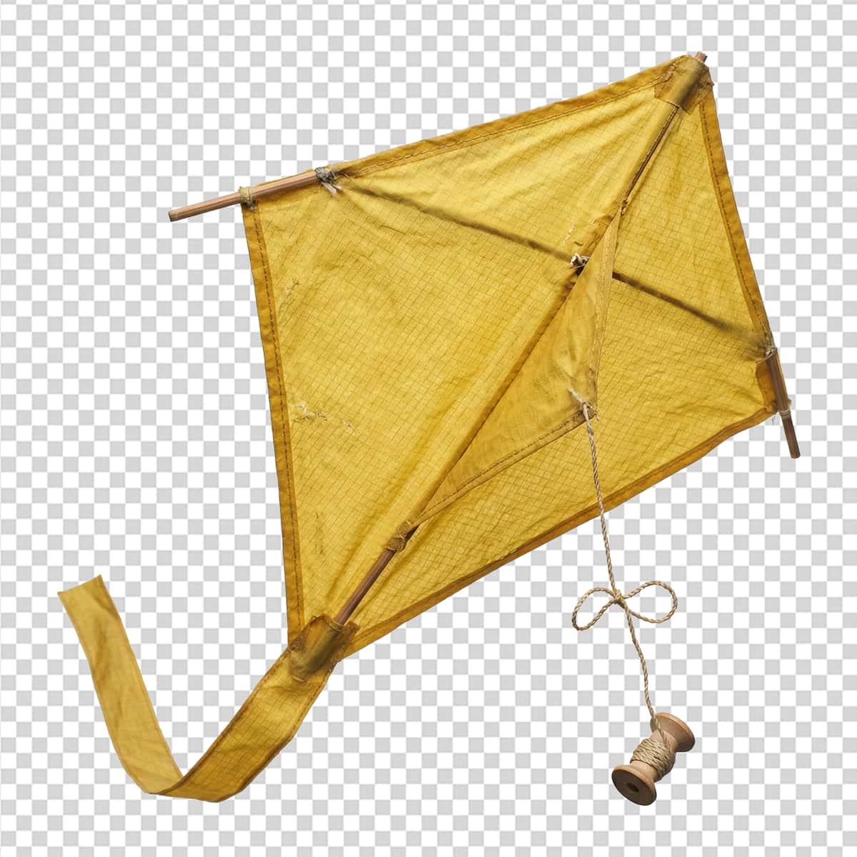 Yog'och ramkali g'altakli an'anaviy sariq uçurtma | Traditional yellow kite with wooden frame spool 1