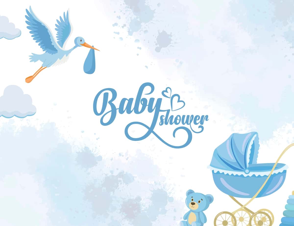 Baby dush ko'k qizarib fon chaqaloq aravachasi laylak chaqaloqni yetkazib beradi | Baby shower blue blush background baby stroller stork delivers baby 1