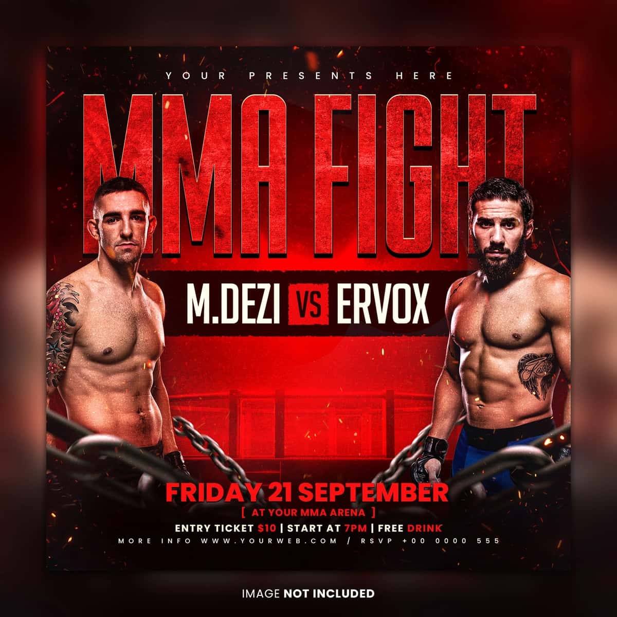MMA jang sporti varaqasi shabloni | Mma fight sport flyer template 1