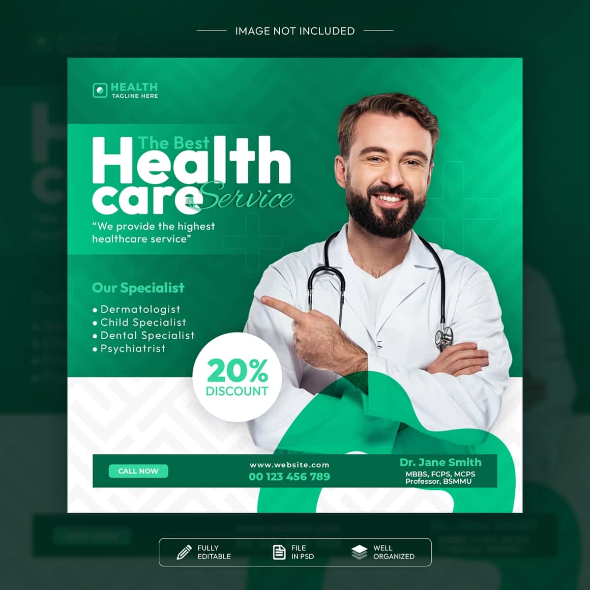 Eng yaxshi sog'liqni saqlash xizmati reklama varaqasi | Best healthcare service promotional flyer 1