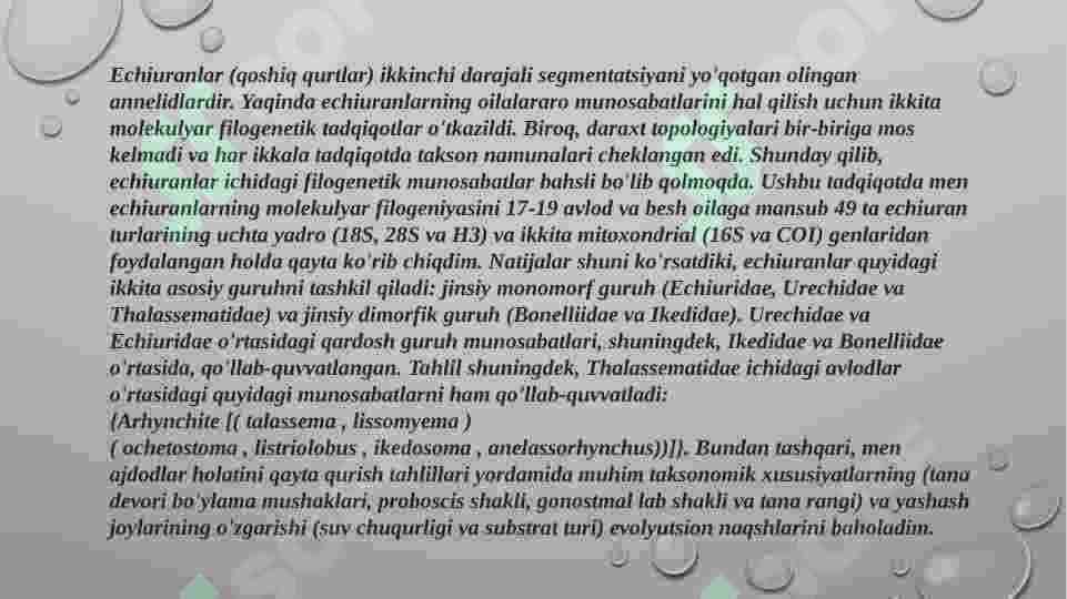 Echiura va Spunkula tiplari 4