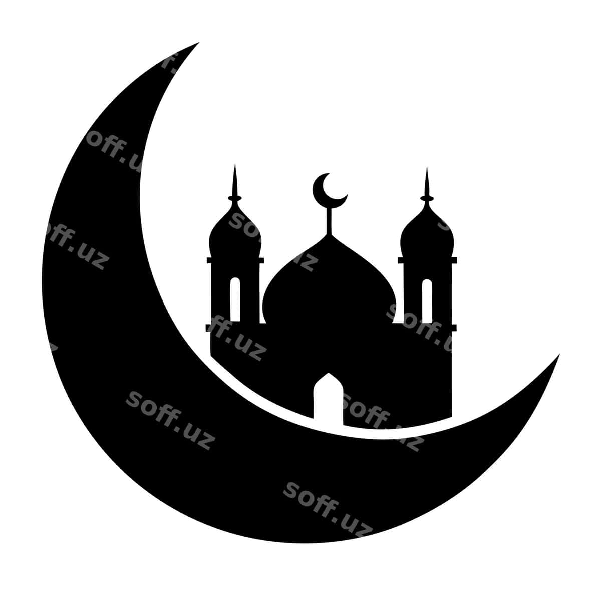 Hayit oy silueti vektor illustratsiyasi | Eid moon silhouette vector illustration 1