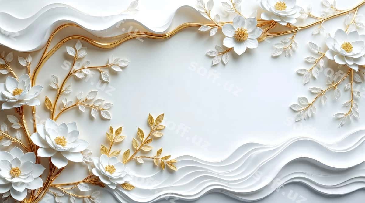 Oltin aksanlar bilan oqlangan gulli san'at | Elegant floral art with gold accents 1
