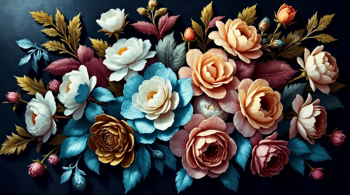 To'q fonda nafis guldasta | Elegant floral bouquet dark background 1
