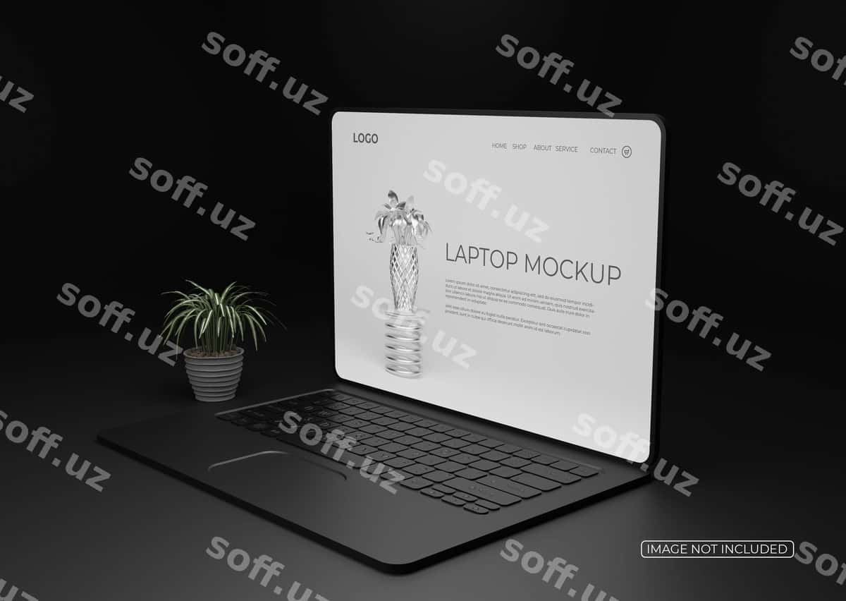 Elegant noutbuk ekrani namunasi ajraltirilgan | Elegant laptop screen mockup isolated 1
