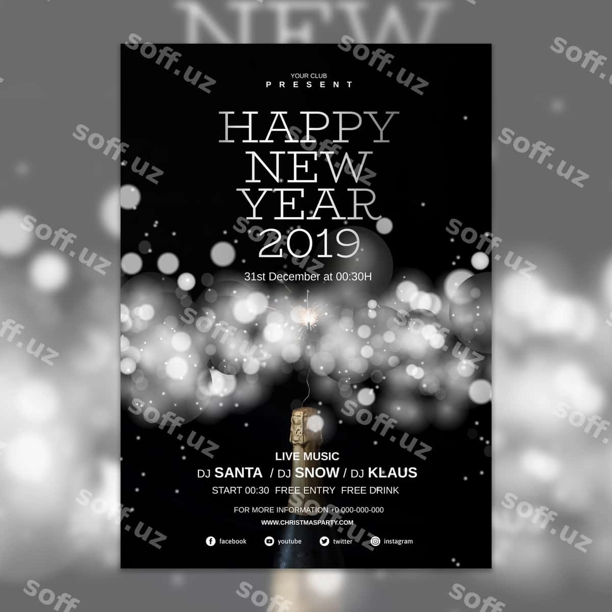Elegant Yangi yil qop shabloni | Elegant new year cover template 1