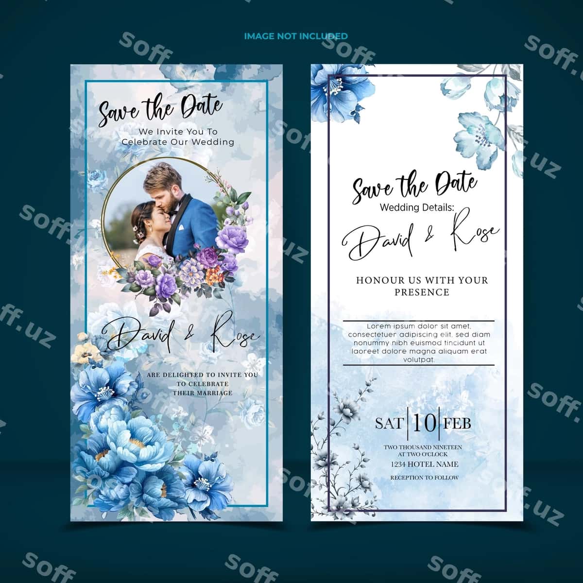 Elegent akvarel nikoh taklifnomasi | Elegant watercolor wedding invitation 1