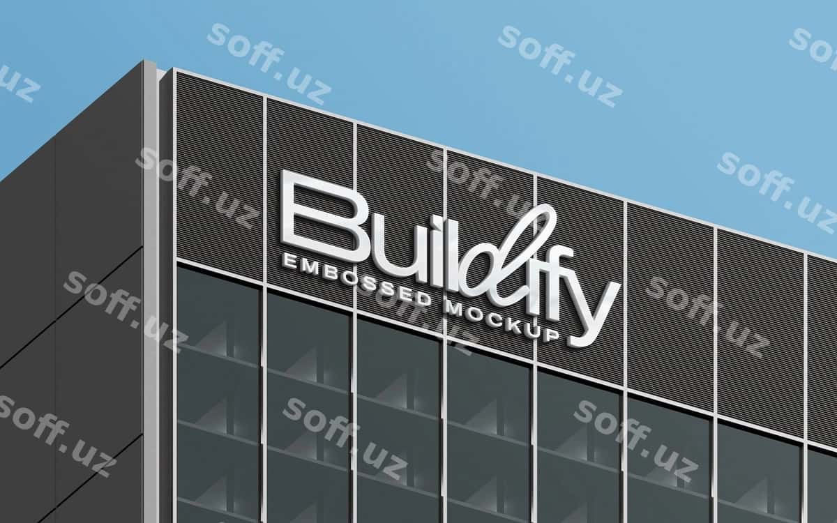 Chiziqlangan 3D logo belgi namunasi | Embossed 3d logo sign mockup 1