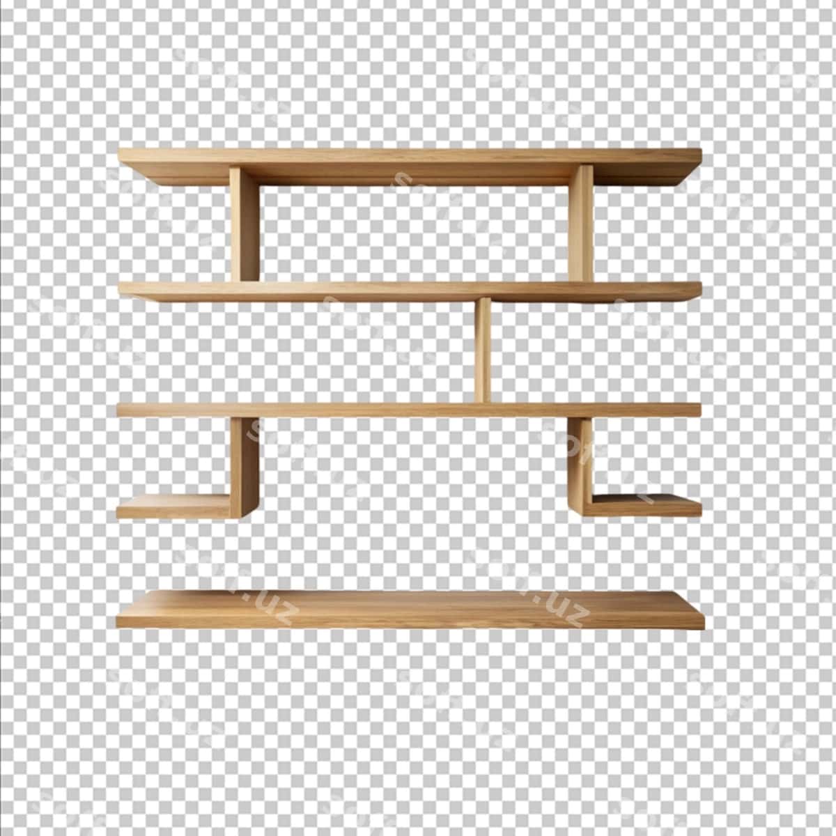 Bo'sh yog'och javonlar oq devor | Empty wooden shelves white wall 1