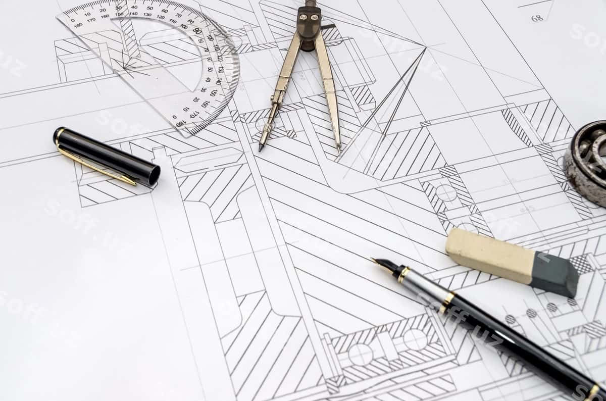 Muhandis asboblari detallli chizmasi | Engineer tools drawing close up 1