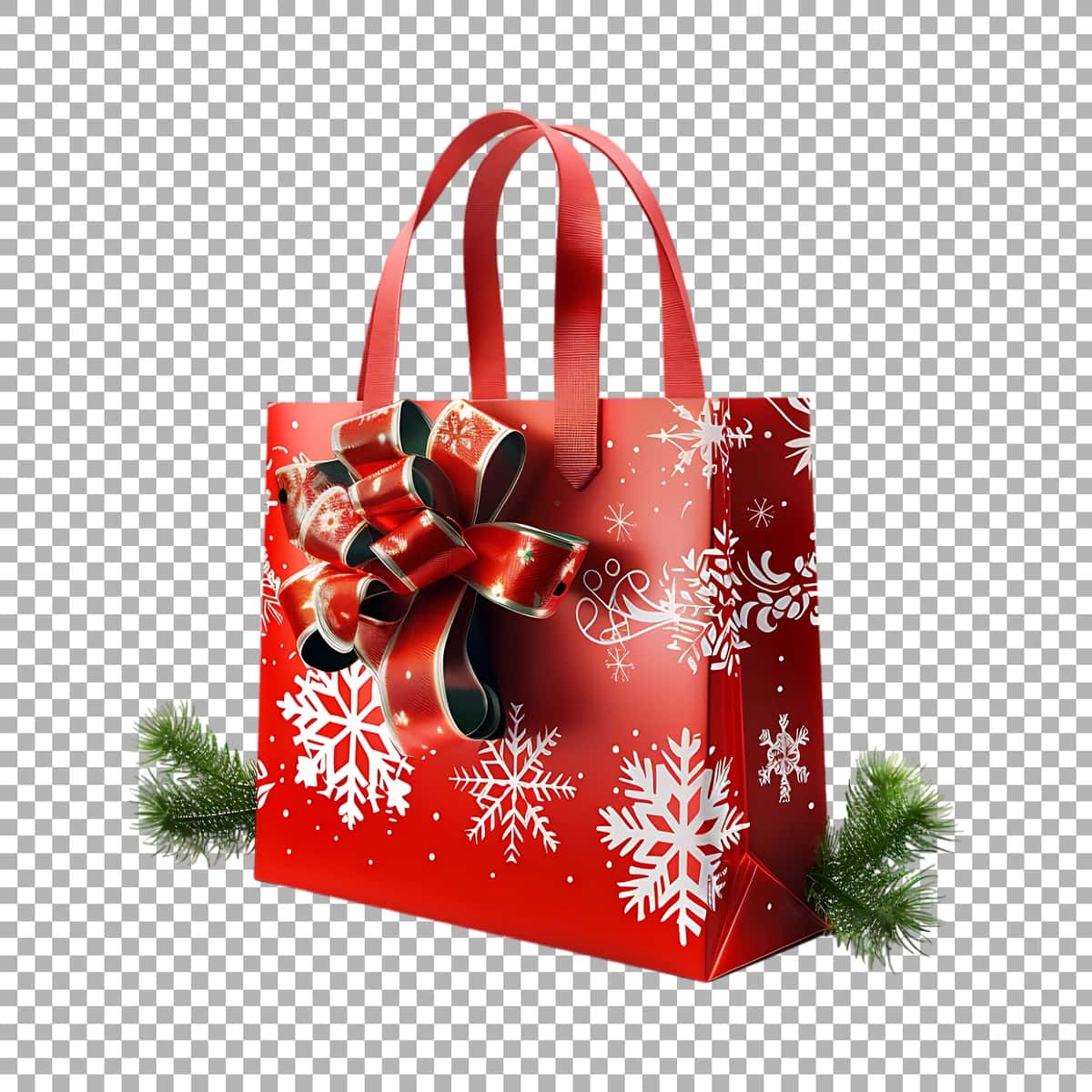 Rojdestvo xarid qilish xaltasi shaffof fonda yaratilgan | Christmas shopping bag transparent background ai generated 1