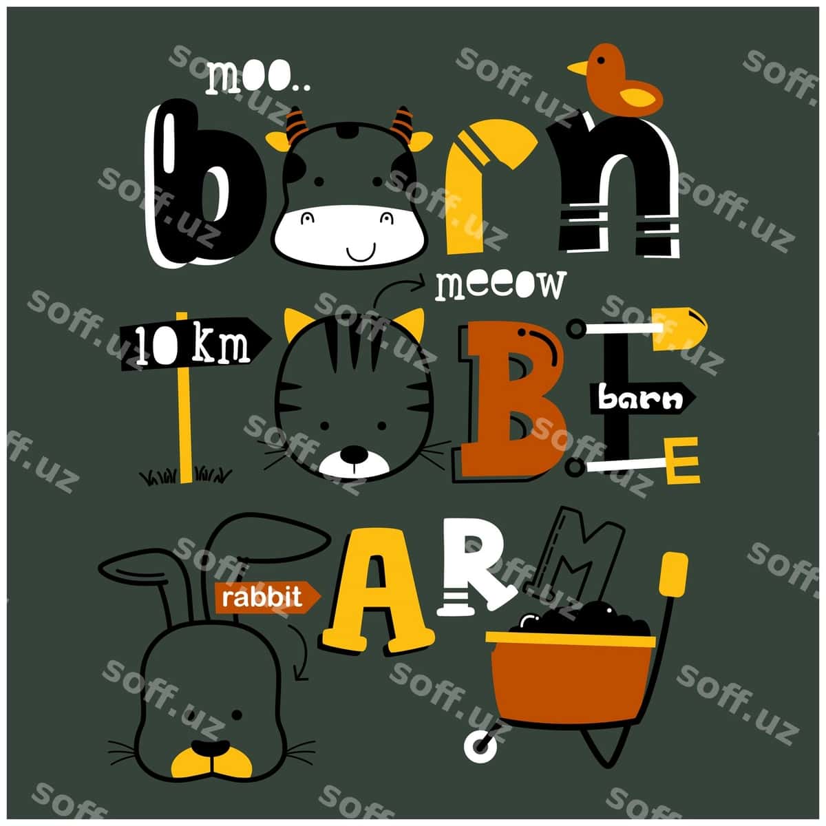Ferma hayvonlari tipografiyasi gulana karyakatur | Farm animals typography funny cartoon 1
