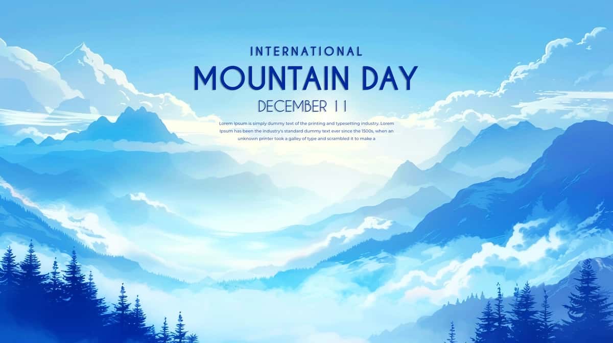 Tog'lar bilan akvarel xalqaro tog' kuni foni | Watercolour international mountain day background with mountains 1