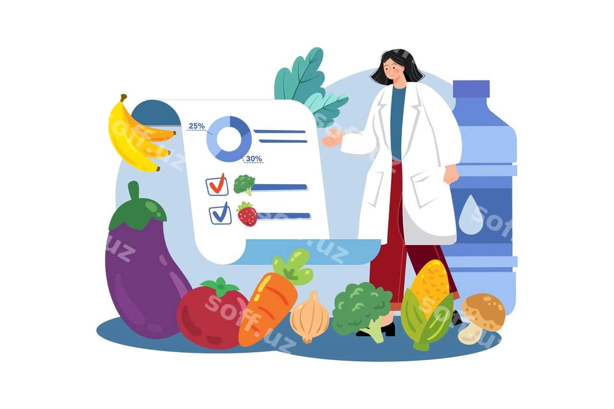 Ayol ovqatlanish mutaxassis-shifokori eslatma beradi. | Female nutritionist doctor gives notes 1
