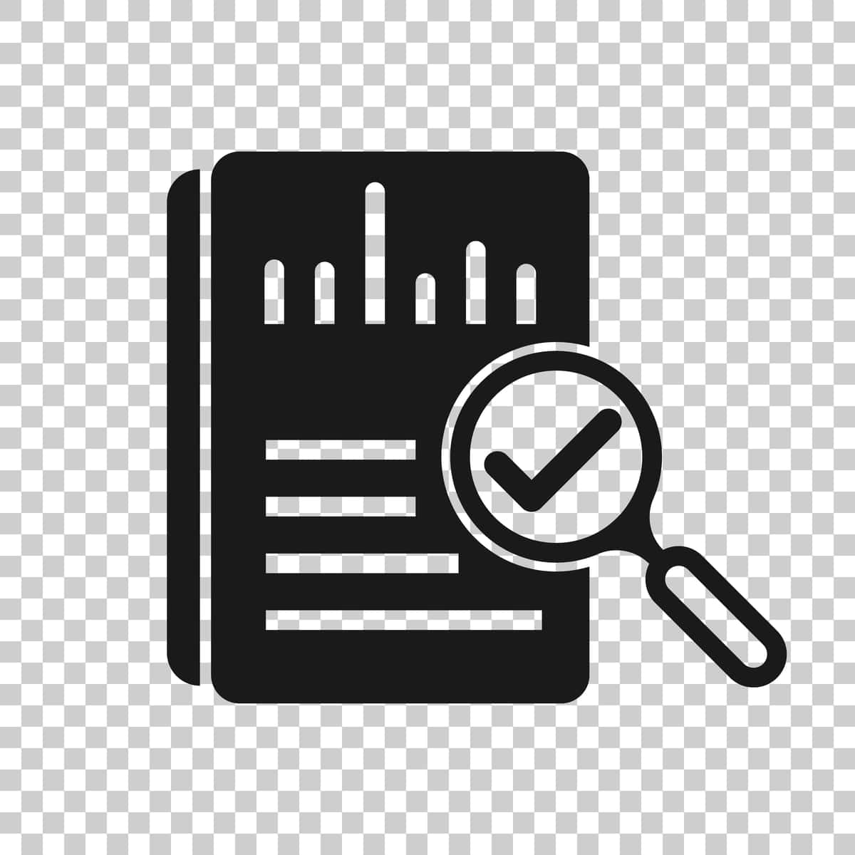 Audit hujjati belgisi shaffof uslub natijalari hisoboti vektor rasmi | Audit document icon transparent style result report vector illustration 1