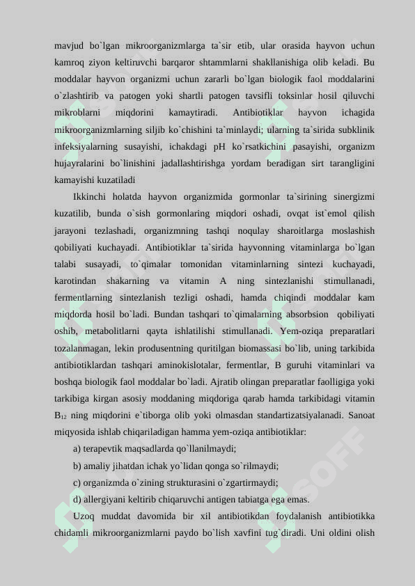 Qishloq xo`jaligi uchun antibiotik moddalarni biosintezlash texnologiyasi 4