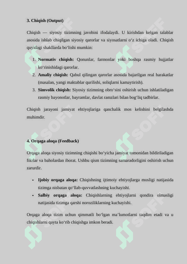 Siyosiy tizimni o'rganishda D. Iston modeli 5