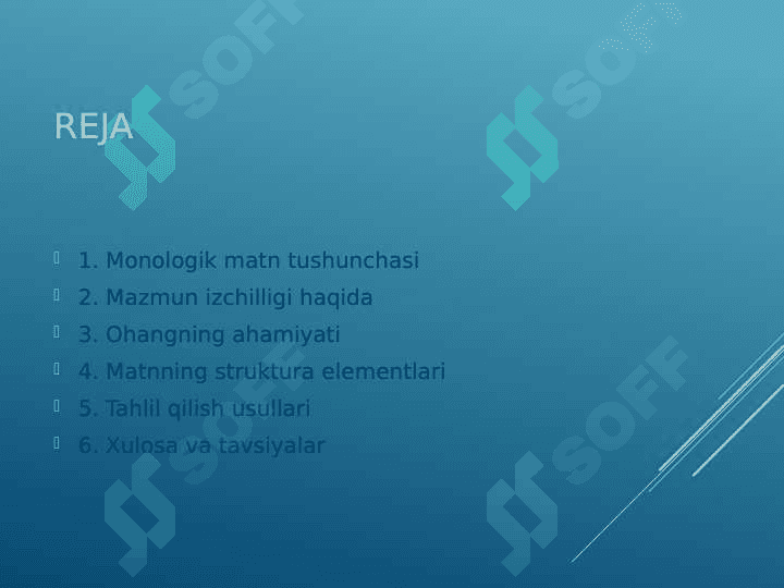 Monologik matnda mazmun izchilligi va ohang 2