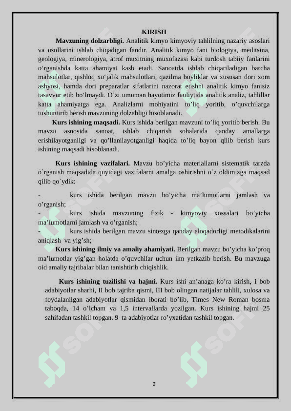 Miqdoriy analiz.  Natijalarni  hisoblash 2
