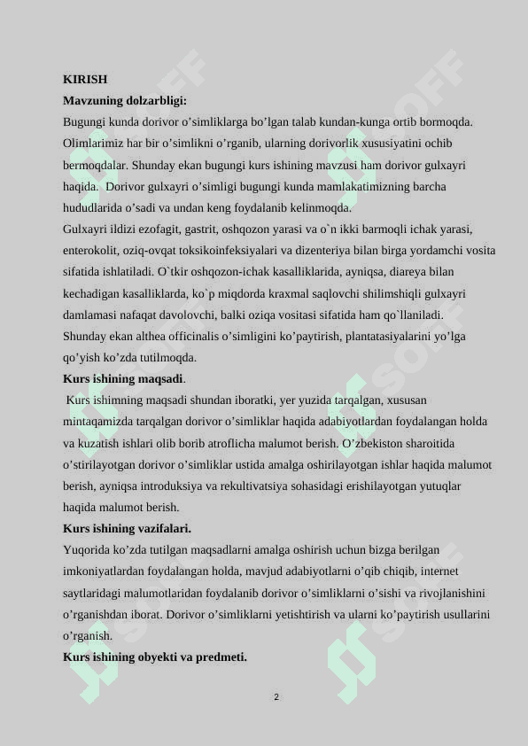 Dorivor gulxayri o’simligi urug’larini labaratoriya tahlili 2