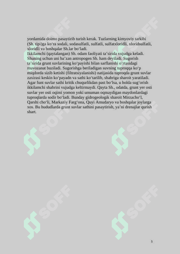 Tuproqning sho’rlanish tiplari 5