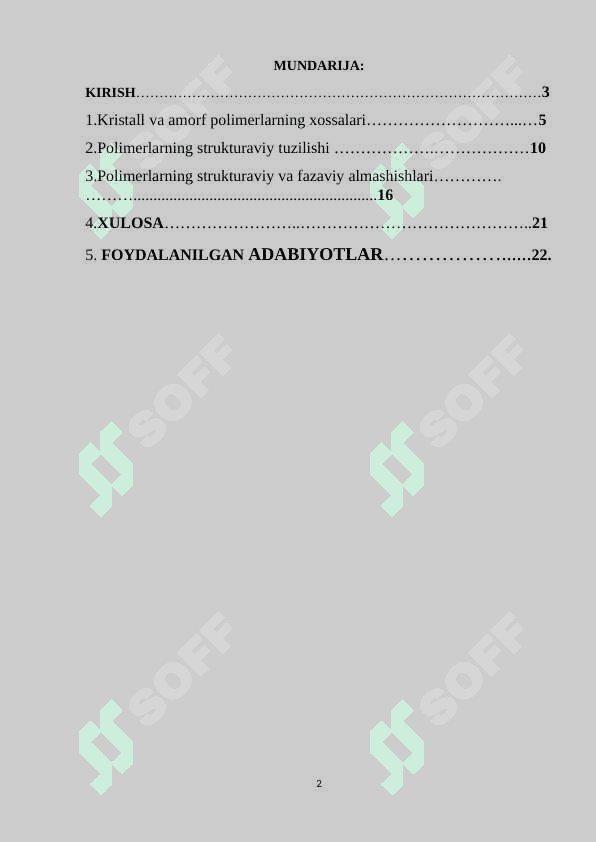 OQIM VA POLIMERLARNING STRUKTURAVIY VA FAZAVIY ALMASHISHLARI 2