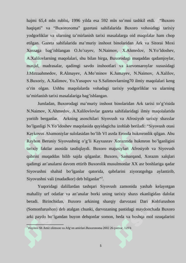Mustaqillik yillarida o‘rta asrlar O‘zbek davlatchiligi tarixiga 5