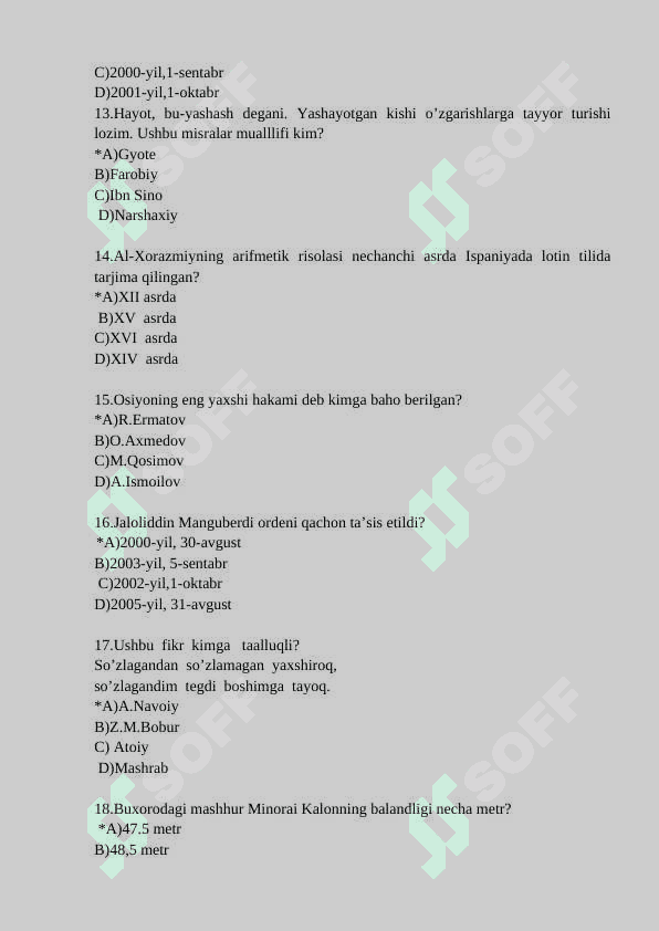 Tarbiya fanidan test savollari 3