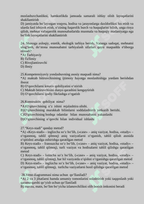 Tarbiya fanidan test savollari 5