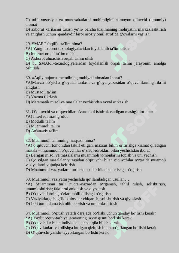Tarbiya fanidan test savollari 6