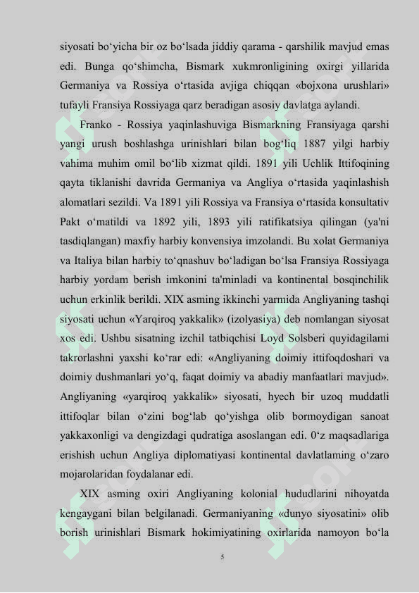 Harbiy-siyosiy Bloklarni paydo bo`lishi. Xalqaro munosabatlar urush arafasida 5