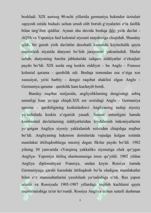 Harbiy-siyosiy Bloklarni paydo bo`lishi. Xalqaro munosabatlar urush arafasida 6