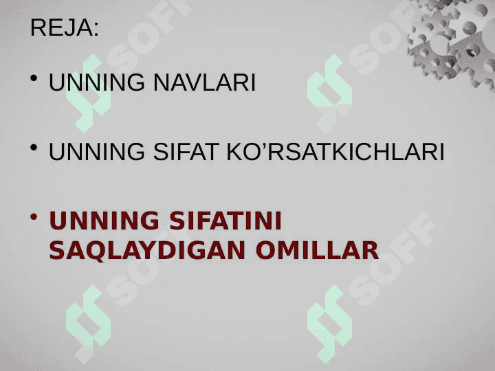 Unning navlari va sifat ko’rsatgichlari 2