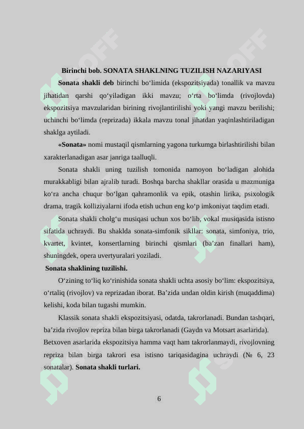 Klassik kompozitorlari ijodiyotida sanata shakli kurs ishi 6